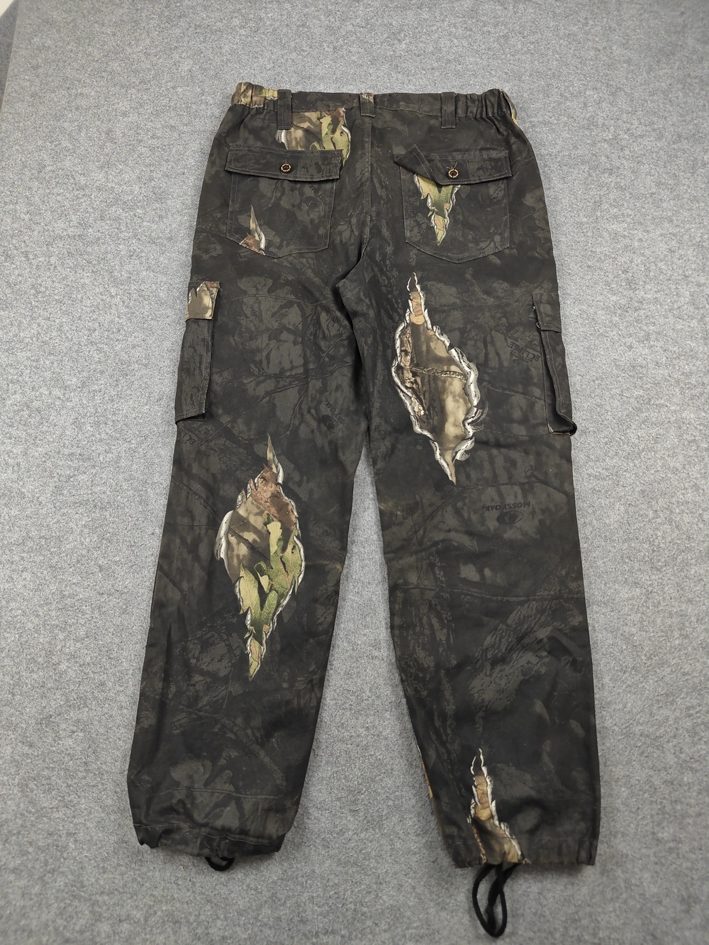 Mossy Oak Pants Mens 32x34 Black Cargo Camouflage Relaxed Fit Elastic Waist - Picture 7 of 12